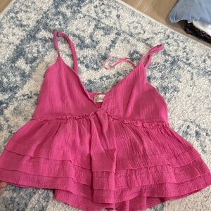 Altar'd State Vibrant Pink Ruffle Blouse